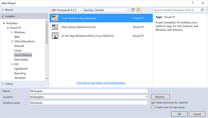 Creating Xamarin.Forms project