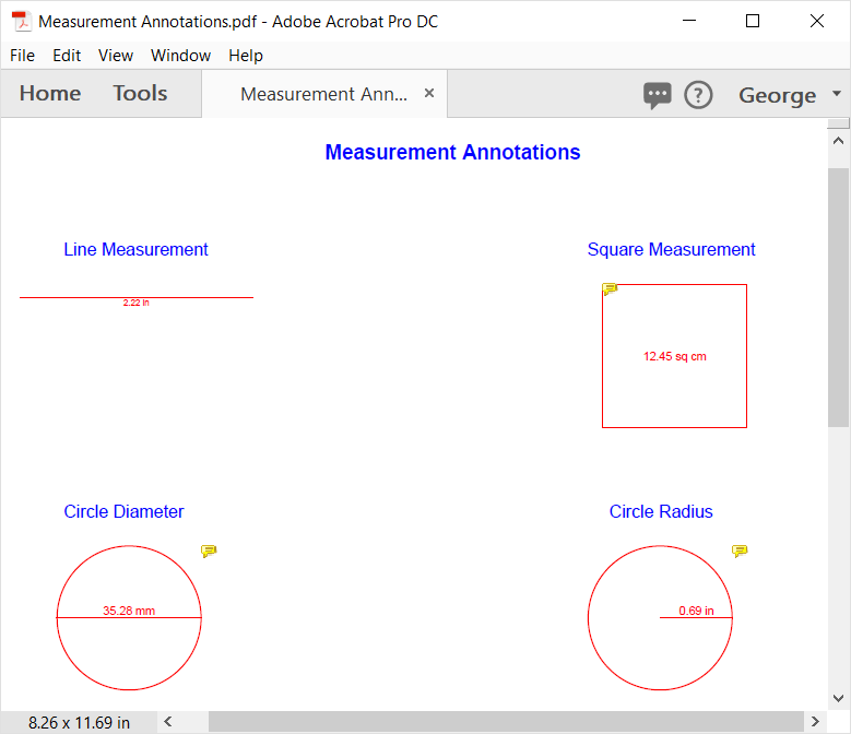PDF measurement annotation