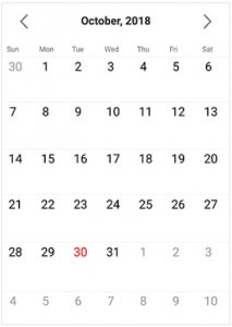 Syncfusion’s Xamarin.Forms Calendar used to pick a date with calendar appearance.