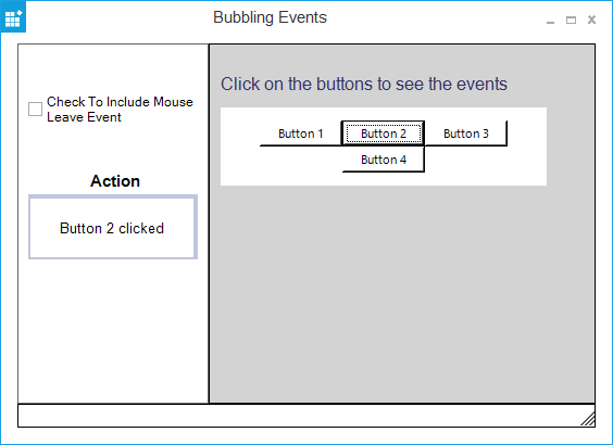 HTML viewer displays UI with event bubbling