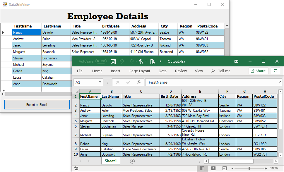 Export Microsoft DataGridView to Excel in c#
