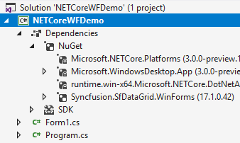 SfDataGrid NuGet package installed in the project