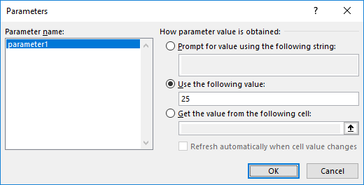 Screenshot of applying CONSTANT parameter in Microsoft Excel