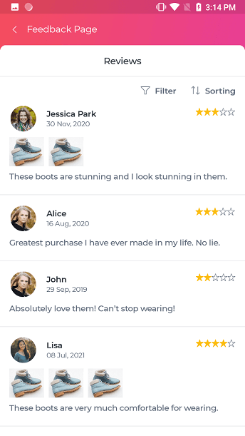 Feedback page in UI Kit